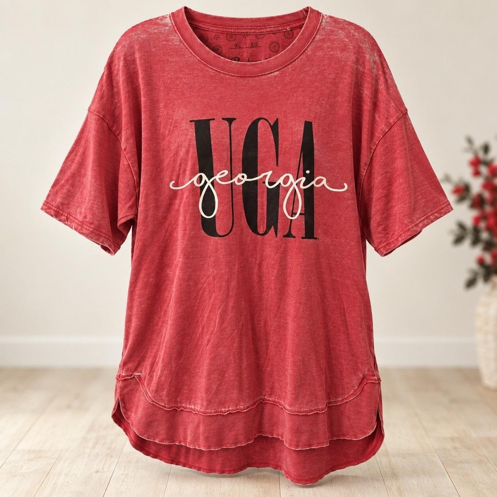 Pressbox UGA Georgia Bulldogs Women's XL Red Oversized High Low Tunic T-Shirt
